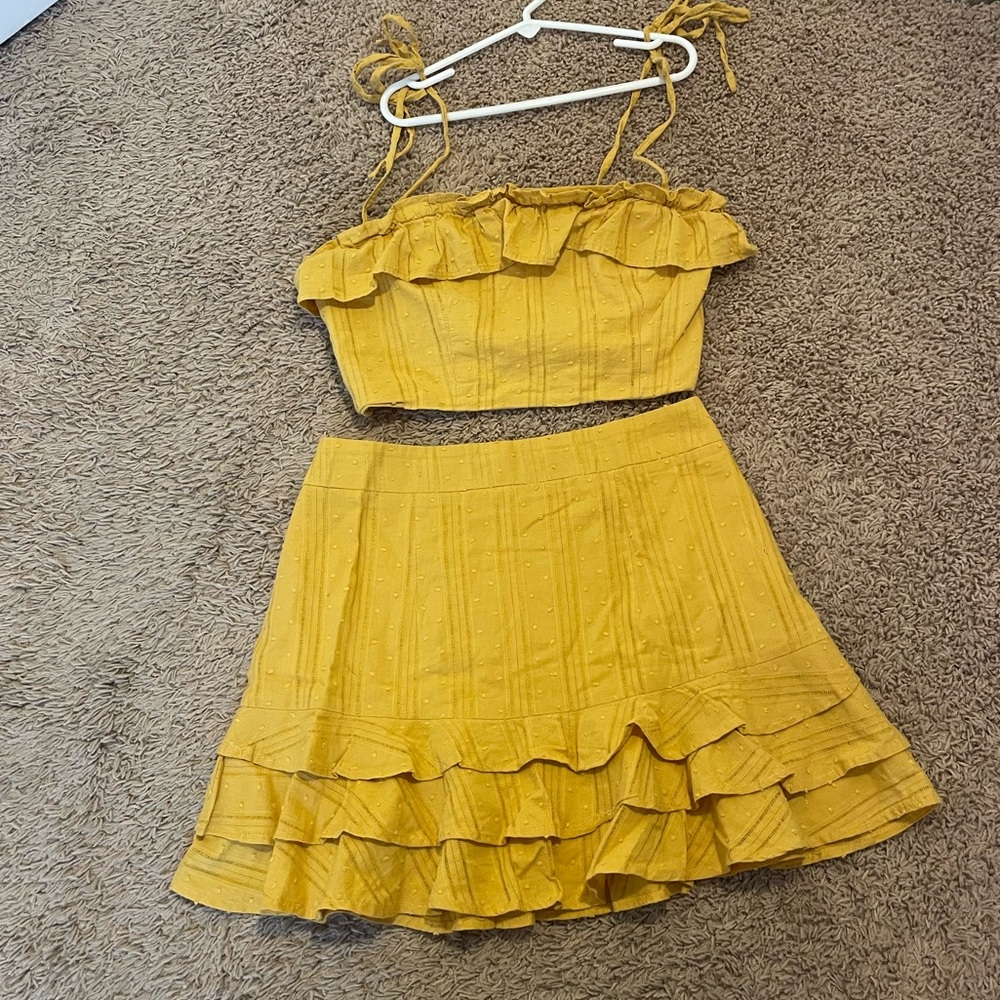 Princess Polly Yellow Ruffled Two-Piece Set